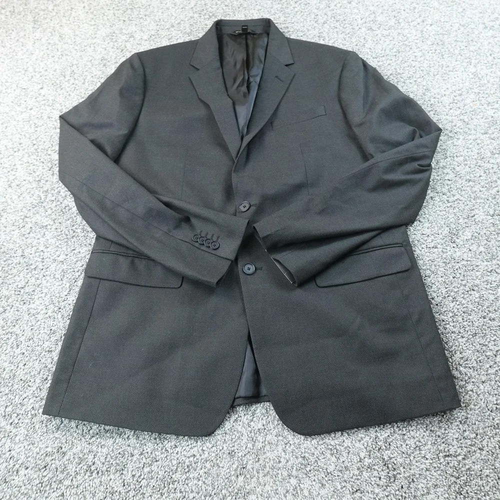 NEW Banana Republic Blazer Mens 44L Gray Black Slim Fit Sport Coat Suit Jacket